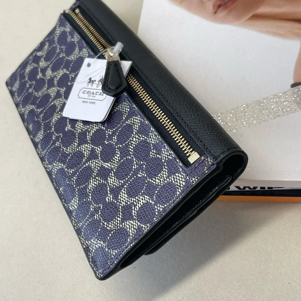 (new+tag) Coach signature monogram classic violet black soft wallet